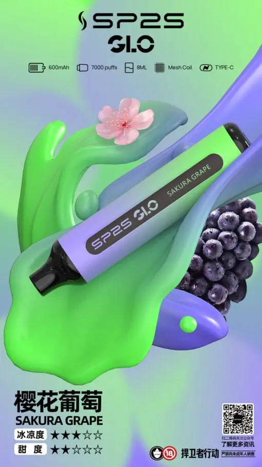 SP2S GLO 系列 7000口 | 漸層外觀設計穩定霧化輸出 潮流霧化機身果香還原細膩