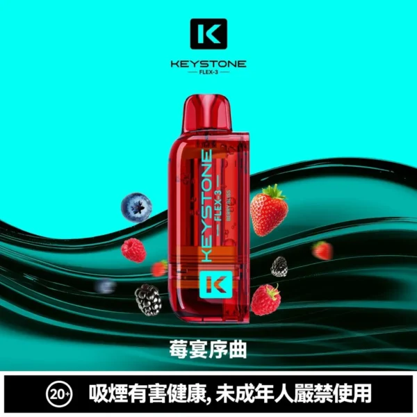 超值特價【買一盒煙彈送主機】KEYSTONE FLEX-3 鑰石 25000口拋棄式電子煙套裝｜三段功率調節設計 透明油艙搭配旗艦級換彈體驗