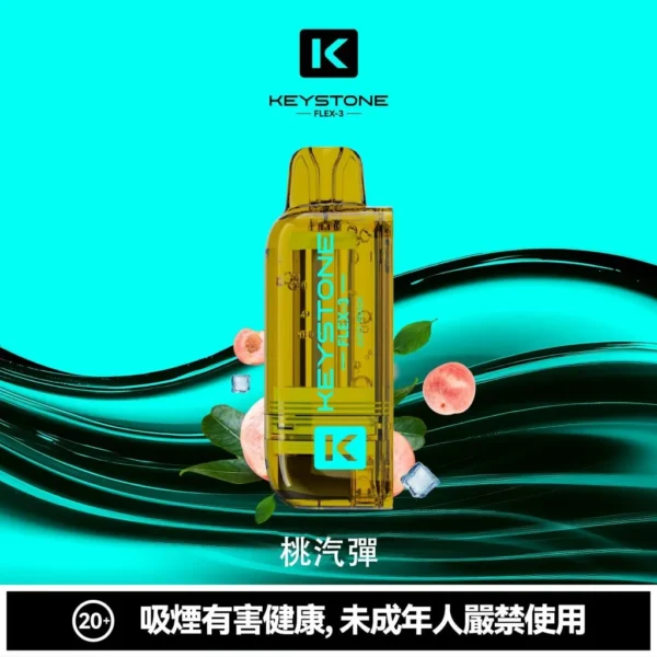 超值特價【買一盒煙彈送主機】KEYSTONE FLEX-3 鑰石 25000口拋棄式電子煙套裝｜三段功率調節設計 透明油艙搭配旗艦級換彈體驗