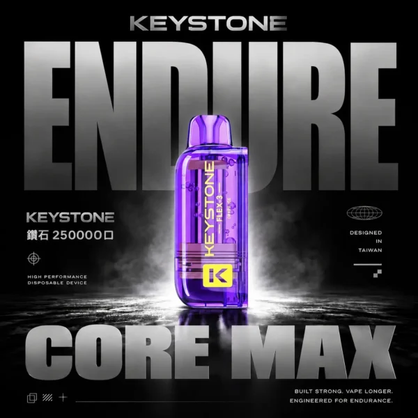 超值特價【買一盒煙彈送主機】KEYSTONE FLEX-3 鑰石 25000口拋棄式電子煙套裝｜三段功率調節設計 透明油艙搭配旗艦級換彈體驗