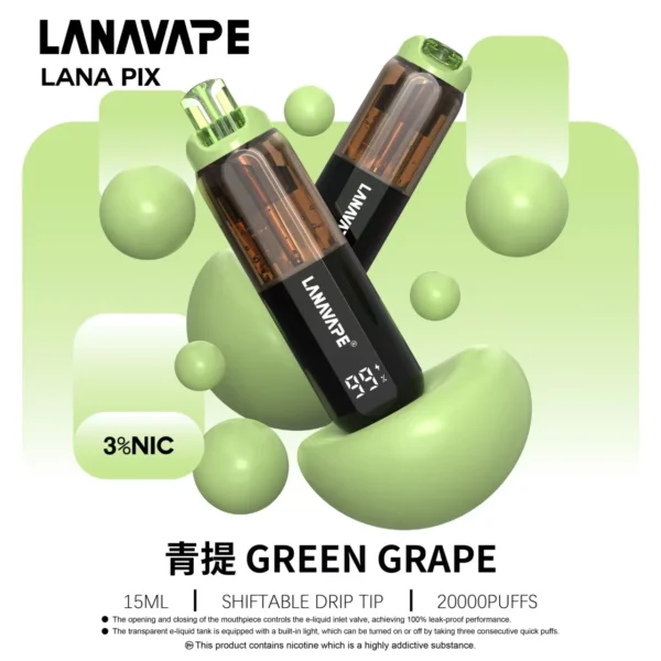 LANA PIX 20000口拋棄式電子煙｜大容量規格設計 獨特摺疊吸嘴搭配旗艦級使用體驗